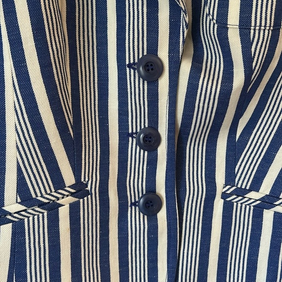 Women's Trina Turk Blue & White Striped Blazer Size 2 - Picture 3 of 7